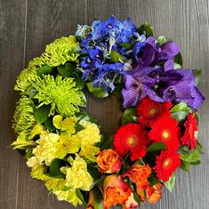 040 Rainbow Cluster Wreath
