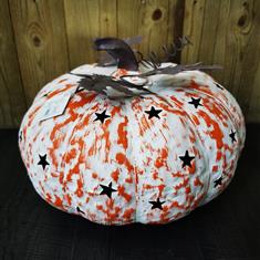 Large Metal Pumpkin White&amp;Orange