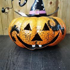 Large Metal Pumpkin with Hat