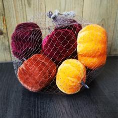 Pack of 8 Small Velvet Pumpkins