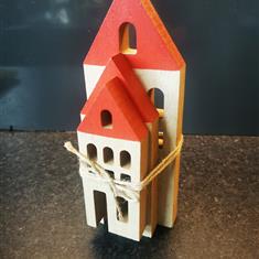 Set of 3 Wooden House Ornaments 
