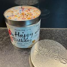 Candle tin Happy Birthday 
