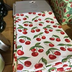 Gisela Graham Cherries Motif Tea Towel