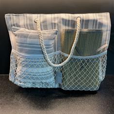 Gisela Graham Grey Stripe Beach Bag Set