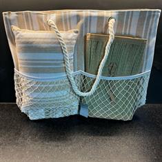 Gisela Graham Beige Stripe Beach Bag Set