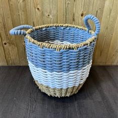 Large Striped Rope Basket with Handles