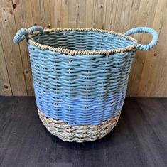 Extra Large Striped Rope Basket with Handles