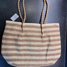 Natural Striped Crochet Shopper Bag