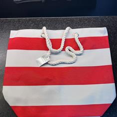 Red and white Chunky Stripe Beach Bag