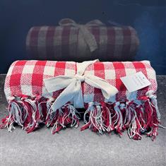 Gisela Graham Red Stripey Throw Blanket 