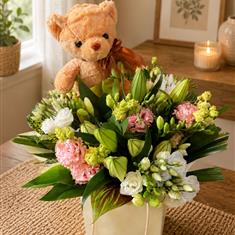 Peaches and Cream Hand Tied with Teddy