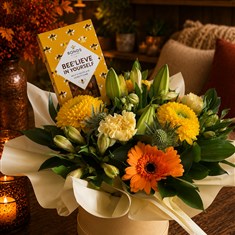 Amber Hat Box with Chocolates 