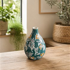 Gisela Graham Stoneware Pear Vase Green