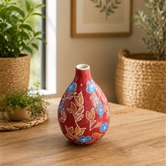 Gisela Graham Stoneware Pear Vase Red