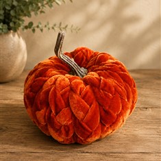 Gisela Graham Orange Velvet Braid Pumpkin Ornament